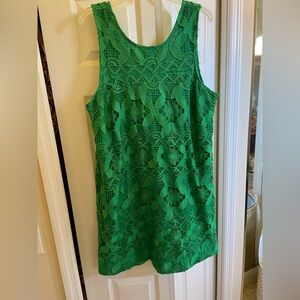 Anthropologie Green Lace Mini Dress